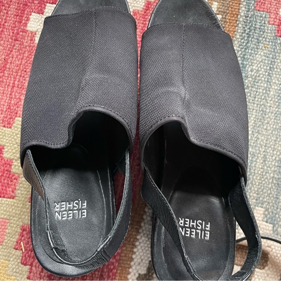 Eileen Fisher fabric front peep toe sling back platform sandal 10 - Picture 2 of 5